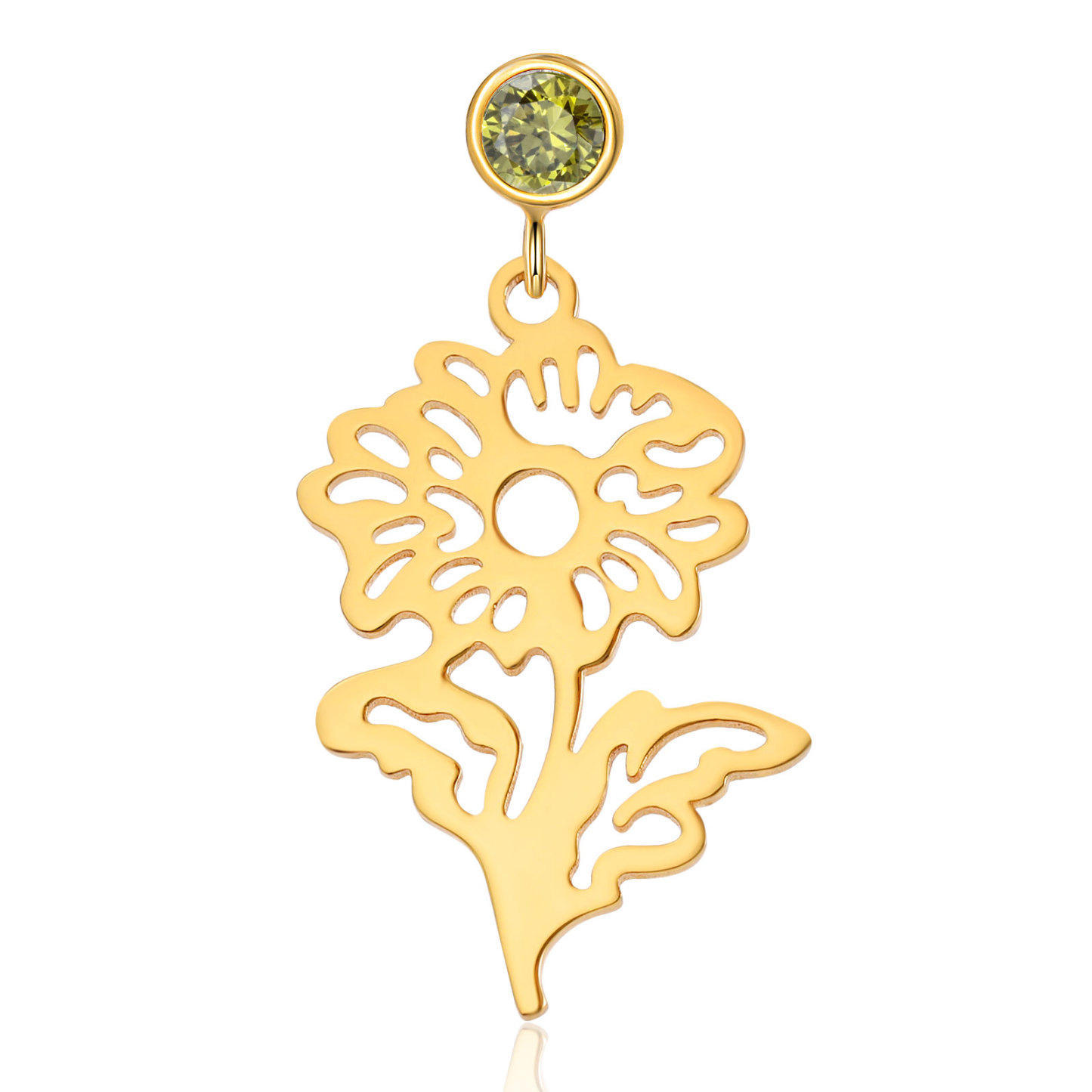 Boucle d'oreille Fleur de Naissance Personnalisé avec Pierre de Naissance