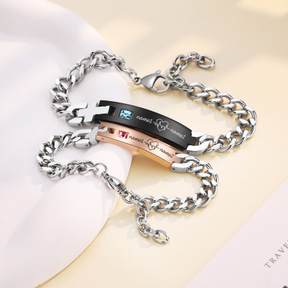 Bracelet couple Gourmette 2  Prénoms Personnalisé｜Jessemade
