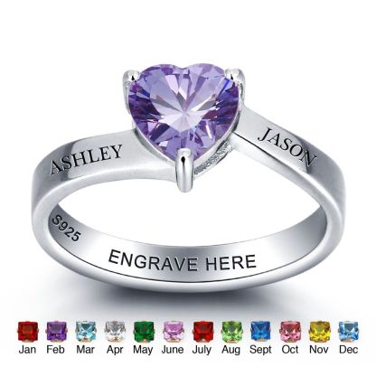 Bague 2 Prénom Personnalisé avec Pierre de Naissance