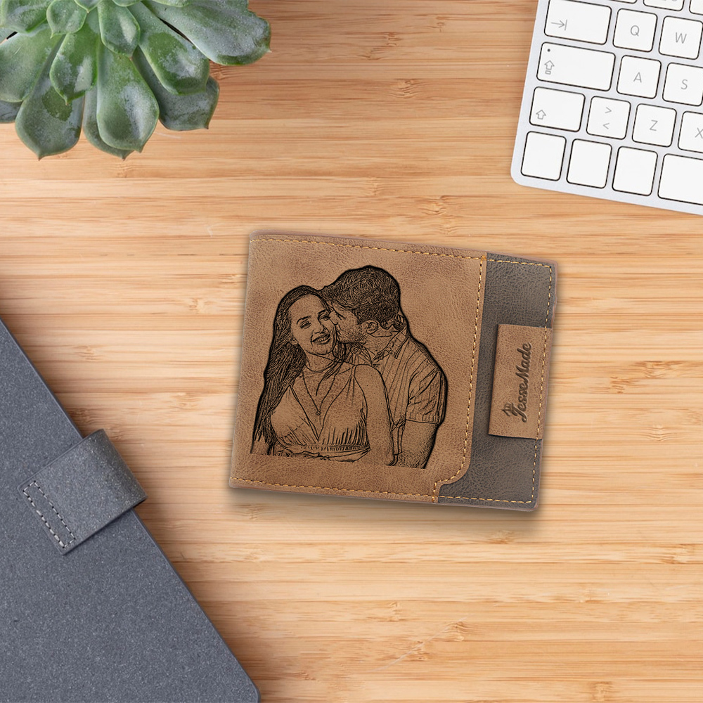 Portefeuille Classique 1 Prénom et Lettre Personnalisés avec Photo Porte-Monnaie Carte