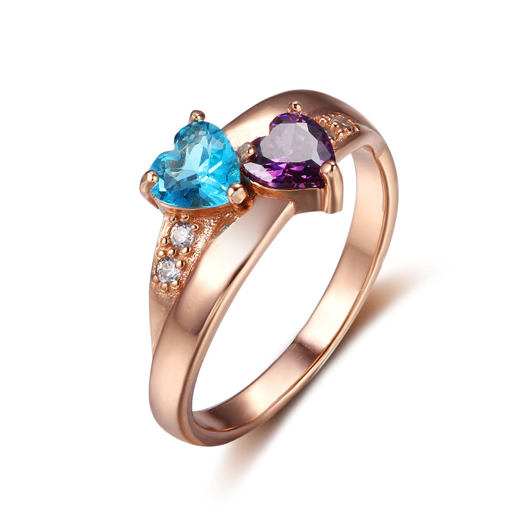 Bague 2 Prénom Personnalisé avec Pierre de Naissance
