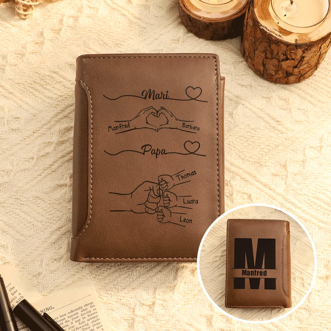 🔥Portefeuille 2-9 Prénoms Personnalisés avec lettre Classique Homme Porte-Monnaie Carte | Cadeau Fête des Pères | Jessemade