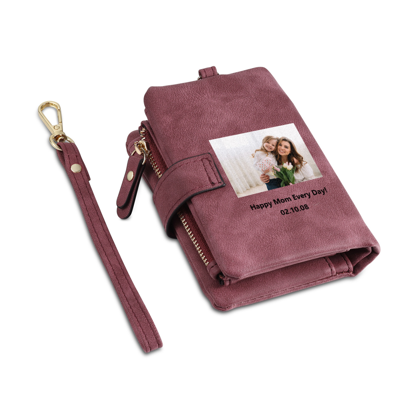 Portefeuille Femmes 1 Prénom et Photo Personnalisés avec Texte Porte-Monnaie Carte