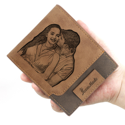 Portefeuille Classique 1 Prénom et Lettre Personnalisés avec Photo Porte-Monnaie Carte