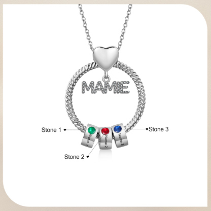 À ma Mamie - Collier Personnalisé Pendentif 3 Prénoms et Pierre de naissance Or/Argent｜Jessemade