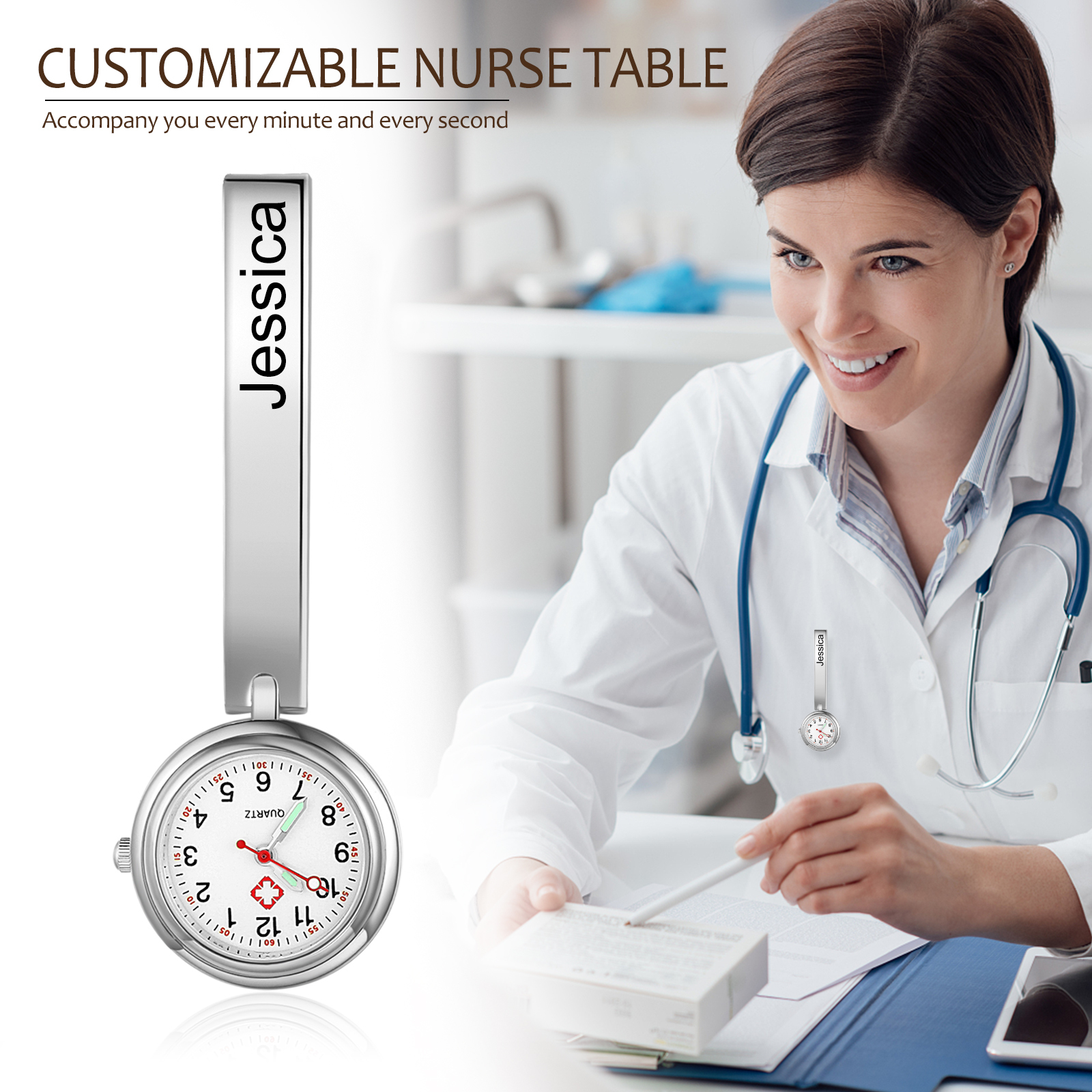 Montre de poche Infirmière Prénom Personnalisé
