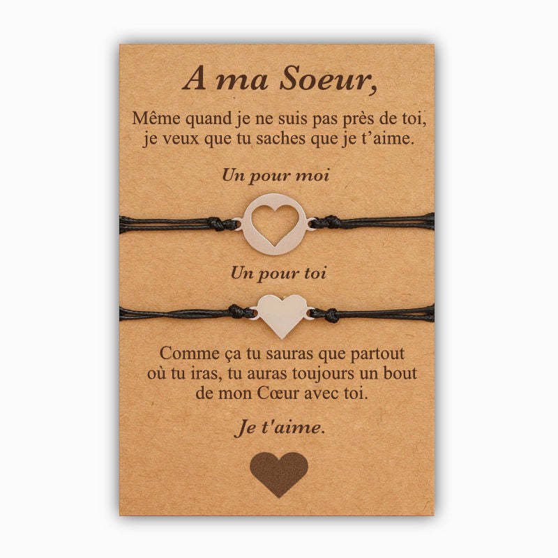 À Ma Sœur-Bracelet Coeur｜Jessemade