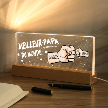 À mon Papa- Lampe de chevet LED Poings 2 Prénoms Personnalisés