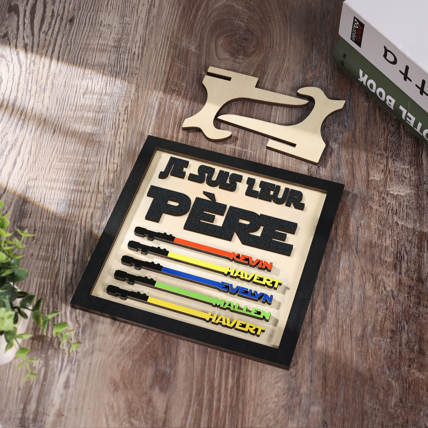 À mon Papa - Décoration en bois 5 Prénoms Personnalisés Ornement pour Père