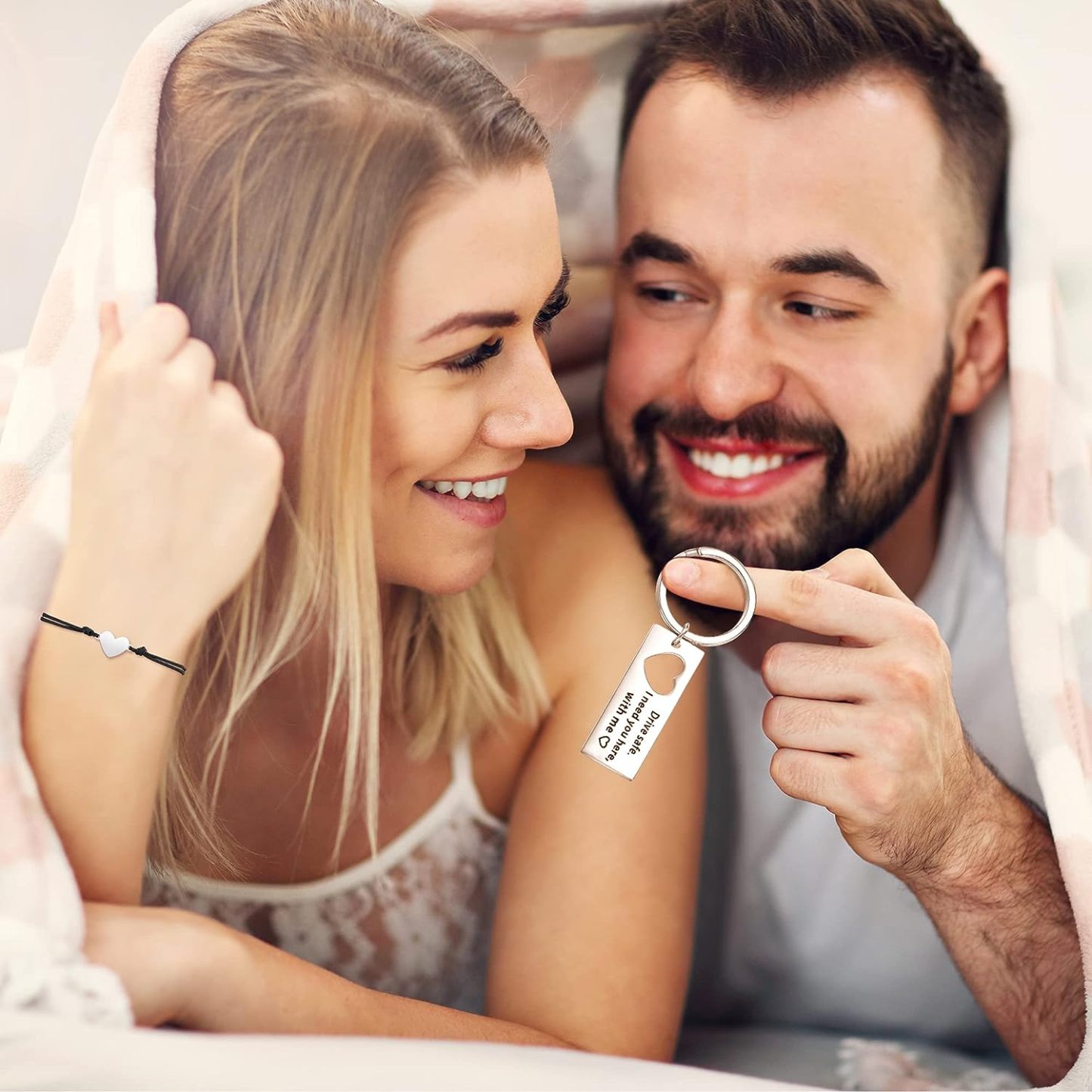 À Mon Homme - 2PCS Ensemble de Porte-clés et Bracelet Cœur | Jessemade