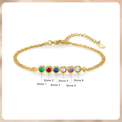 Bracelet Femme Personnalisés avec 6 Pierres de Naissance