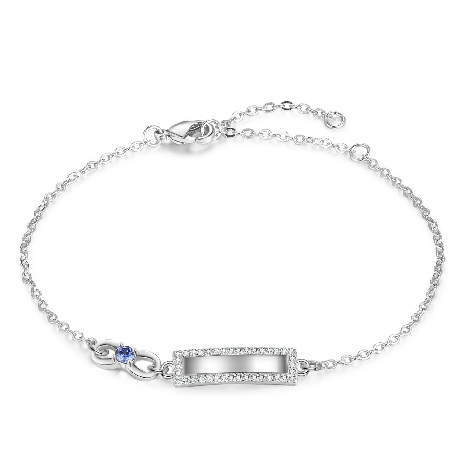 Bracelet Infini 1 Prénom Personnalisé avec 1 Pierre de Naissance