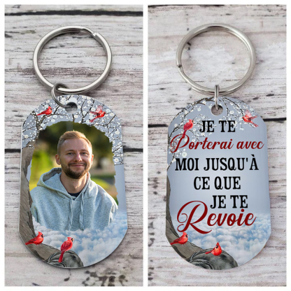 Porte-Clés Commémoratif 1 Photo Personnalisée Je te porterai avec moi jusqu'à ce que je te revoie