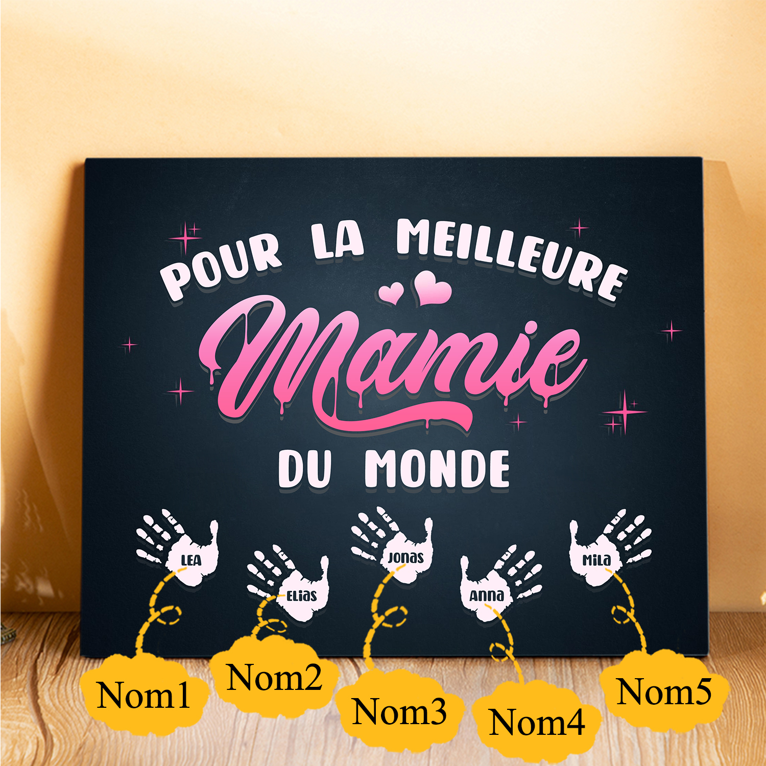 À ma Mamie - Cadre en Bois Arbre 1-6 Prénoms Personnalisés