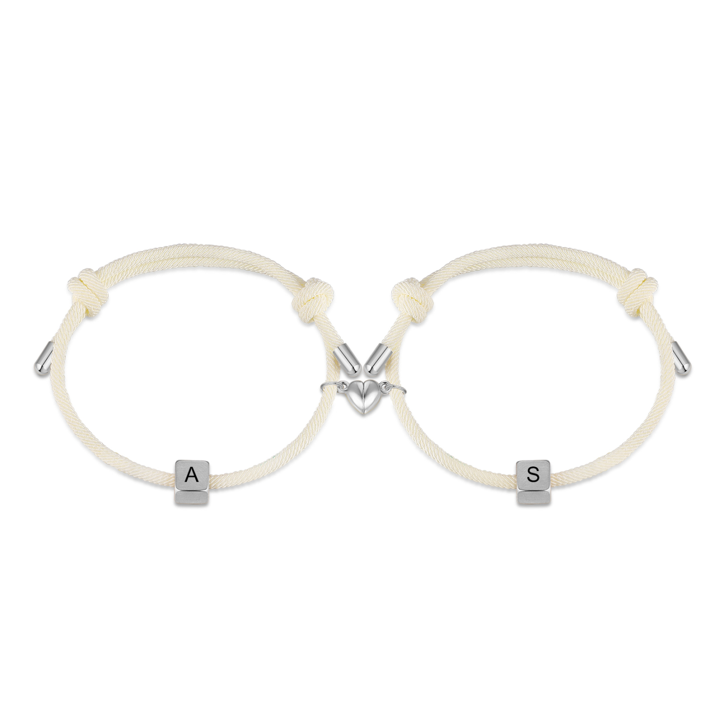 Bracelet Initiale Magnétique 2 Lettres Personnalisées pour Couple｜Jessemade