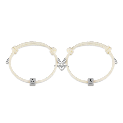 Bracelet Initiale Magnétique 2 Lettres Personnalisées pour Couple｜Jessemade