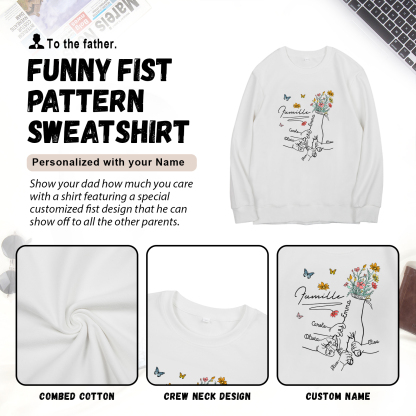 Sweat-Shirt la main dans la main 5 Prénoms Personnalisés avec Texte