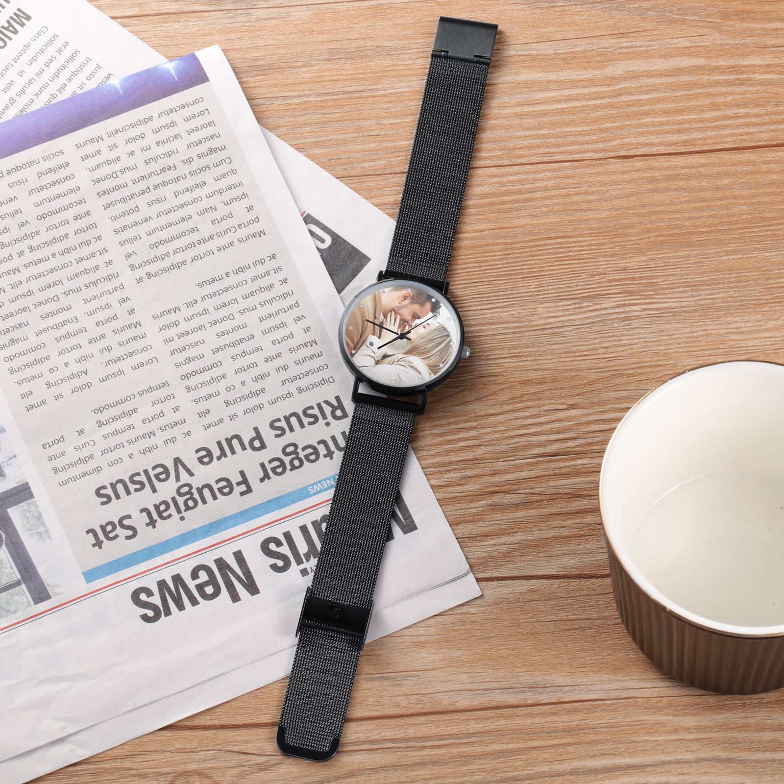 Montre Personnalisée Photo avec Gravure du prénom ou Message Bracelet