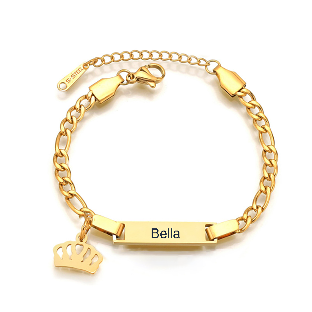 Bracelet / Cheville Gourmette Acier inoxydable Bébé Gravable 1 Prénom Personnalisé