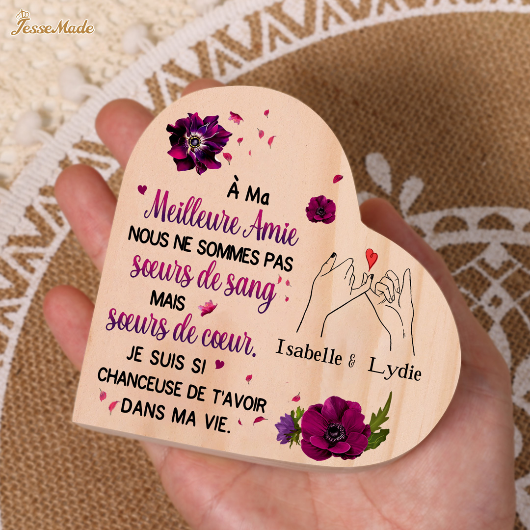 À Ma Meilleure Amie - Bougeoir en Bois sans bougie 2 Prénoms Personnalisés