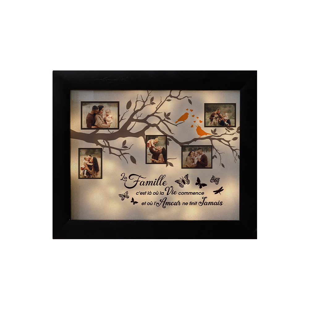 La famille - Cadre en bois personnalisé 5 photo Arbre de vie Arbre 