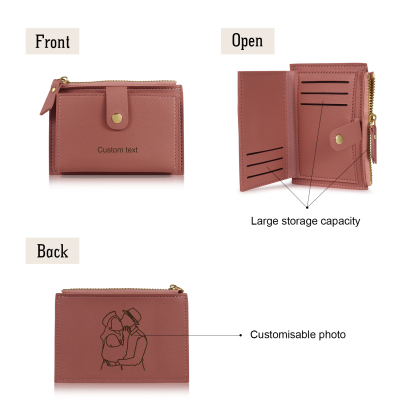 Portefeuille Femme Photo et Texte Personnalisés Porte-Monnaie Carte