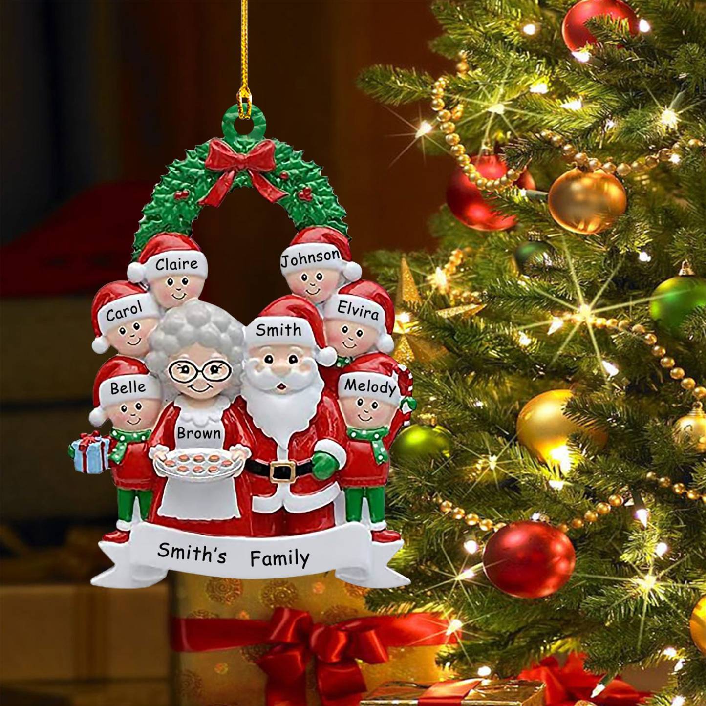 Décoration Sapin Noël Poupée 8 Prénoms Personnalisés et texte