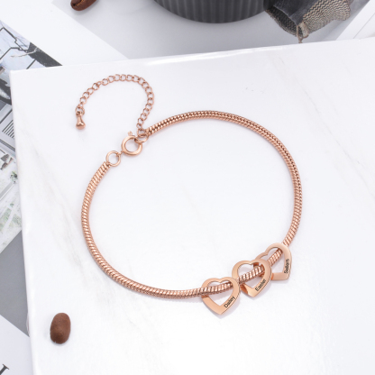 Bracelet Cheville Réglable Prénom Personnalisés Pour Femmes Avec 6 Pendentif Coeur