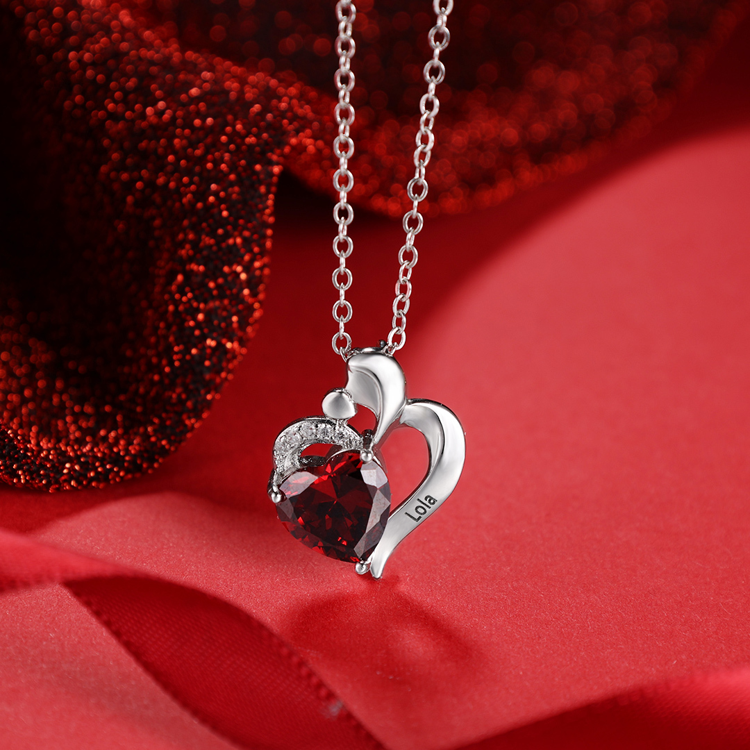 À Ma chérie-Collier coeur 1 Prénoms Personnalisé avec pierre de naissance