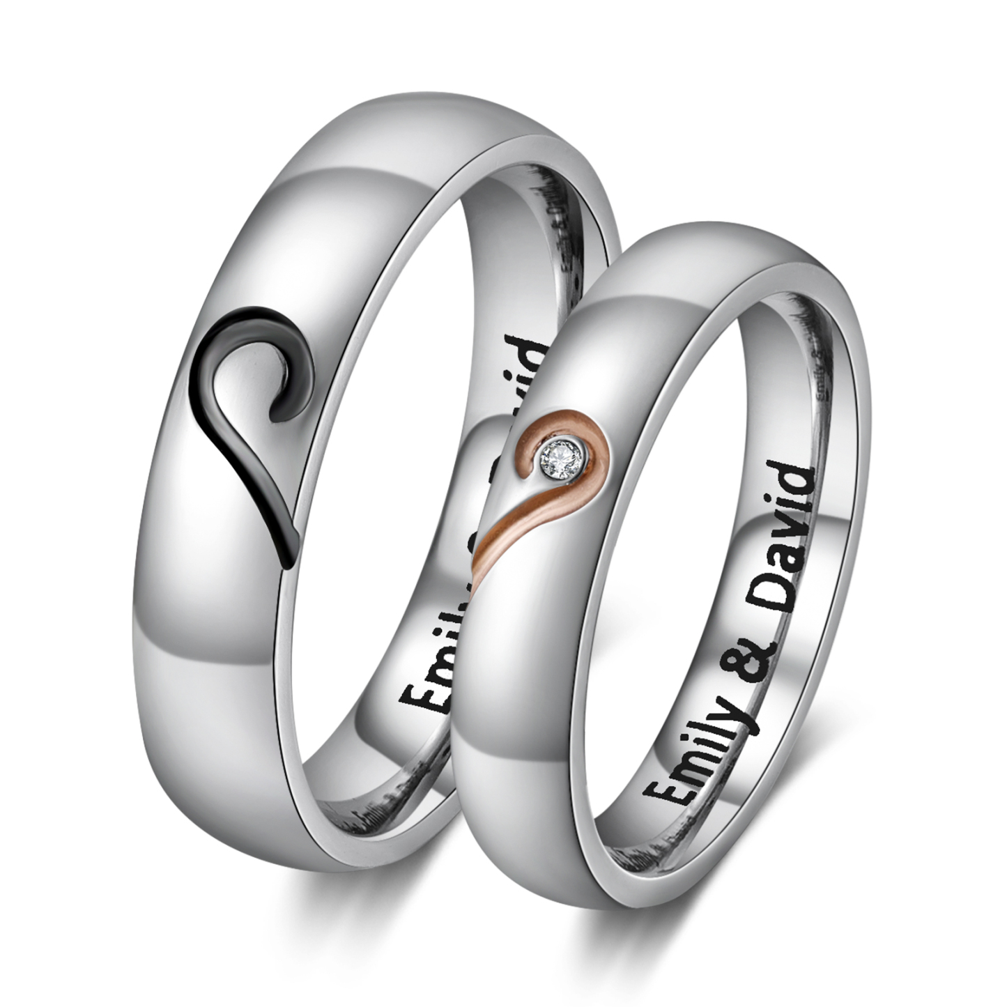 Bague Couple 2 Prénoms Personnalisés Alliance Bague Homme