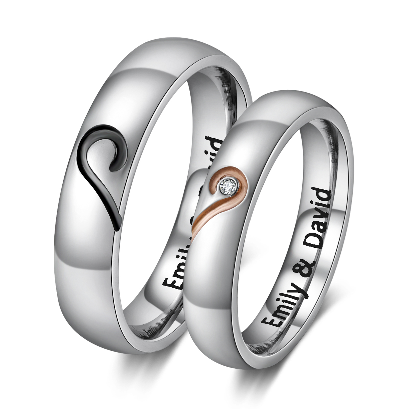 Bague Couple 2 Prénoms Personnalisés Alliance Bague Homme