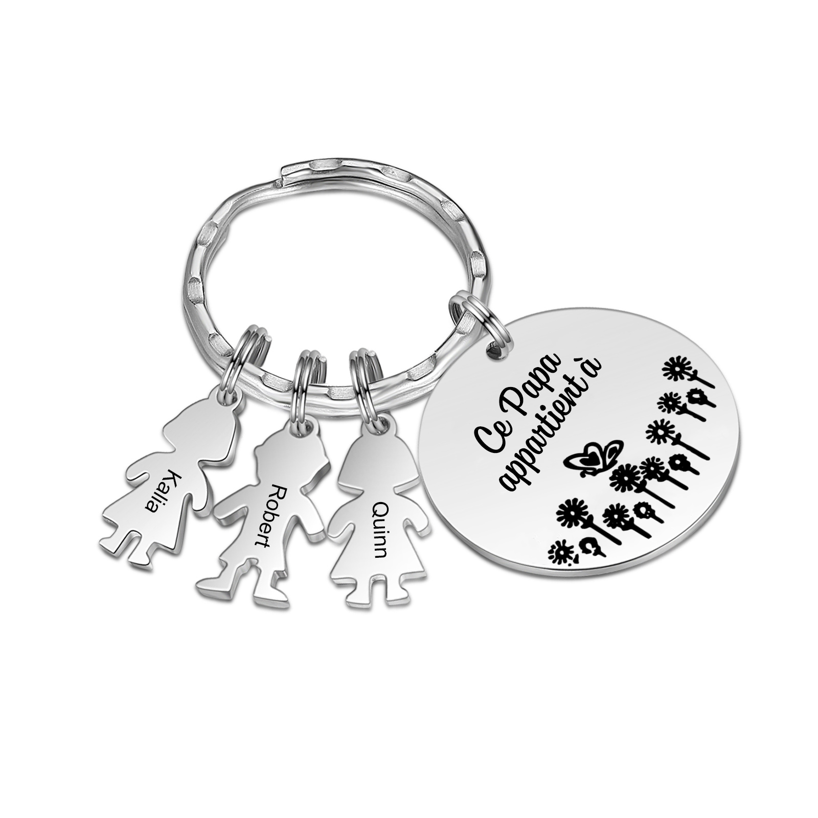 À Mon Papa - 1-5 Noms Porte-Clés Personnalisés Avec Breloques Enfants