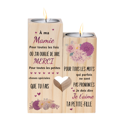À Ma Mamie - Bougeoir en Bois sans bougie cadeau de Petite-Fille pour Mamie