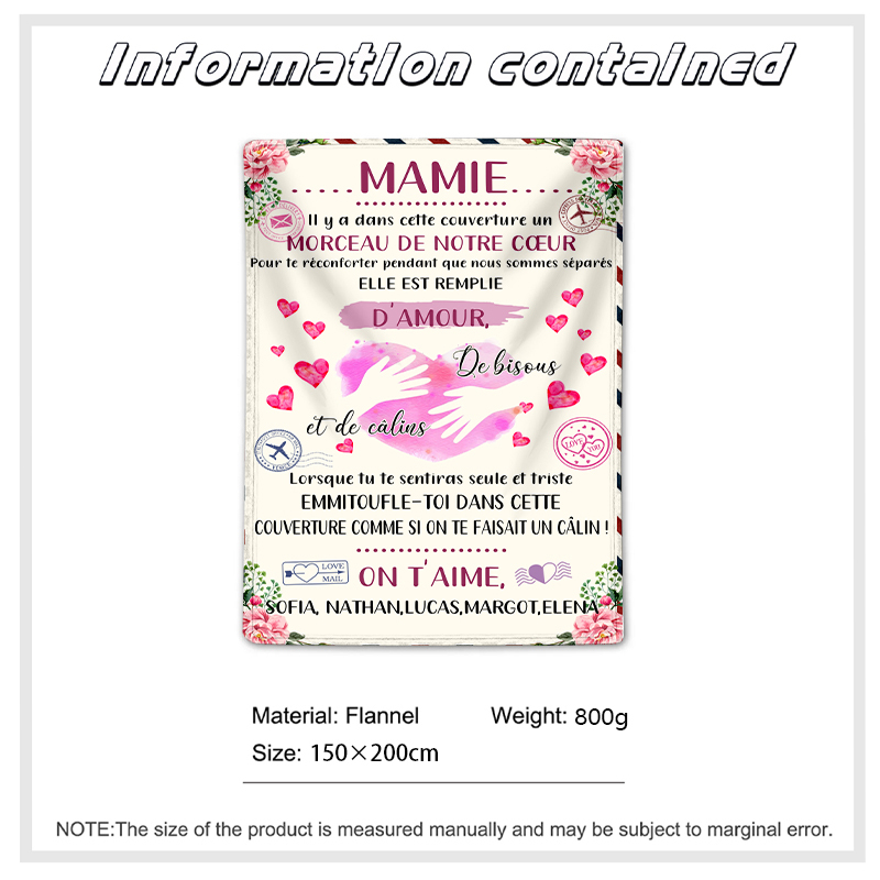 À ma Mamie - Couverture Plaids Polaire 1 Texte Personnalisé