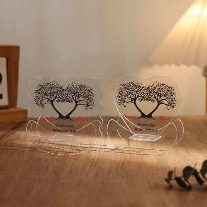Ornements Panneau Acrylique 2 Prénoms et 1 Texte Personnalisés pour Couple