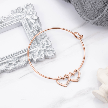 Bracelet Enfant 4 Prénoms Personnalisés avec 4 Cœur Breloques
