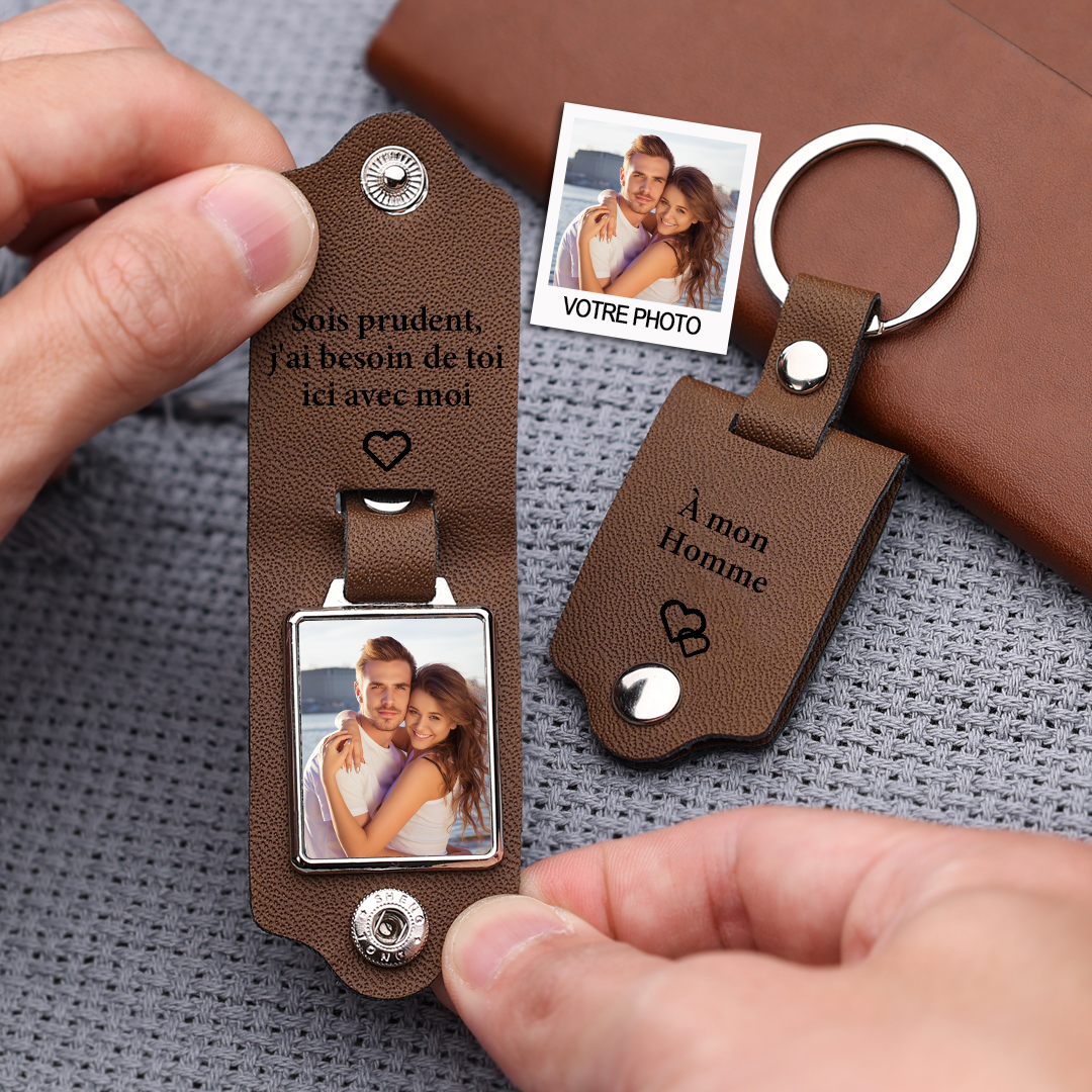 Porte-Clés Cuir Texte et Photo Personnalisés | Jessemade