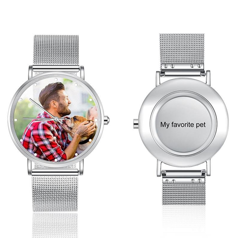 Montre Personnalisée Photo avec Gravure du prénom ou Message Bracelet pour Homme