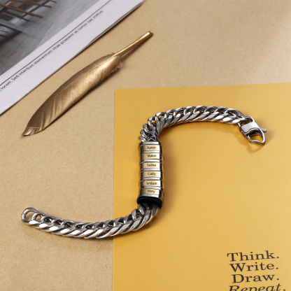 Bracelet Gourmette en acier inoxydable 6 Prénom Personnalisé pour Homme | Gravure Unique