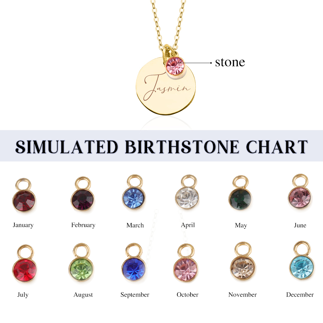 Collier 1 Prénom Personnalisé avec 1 Pierre de Naissance
