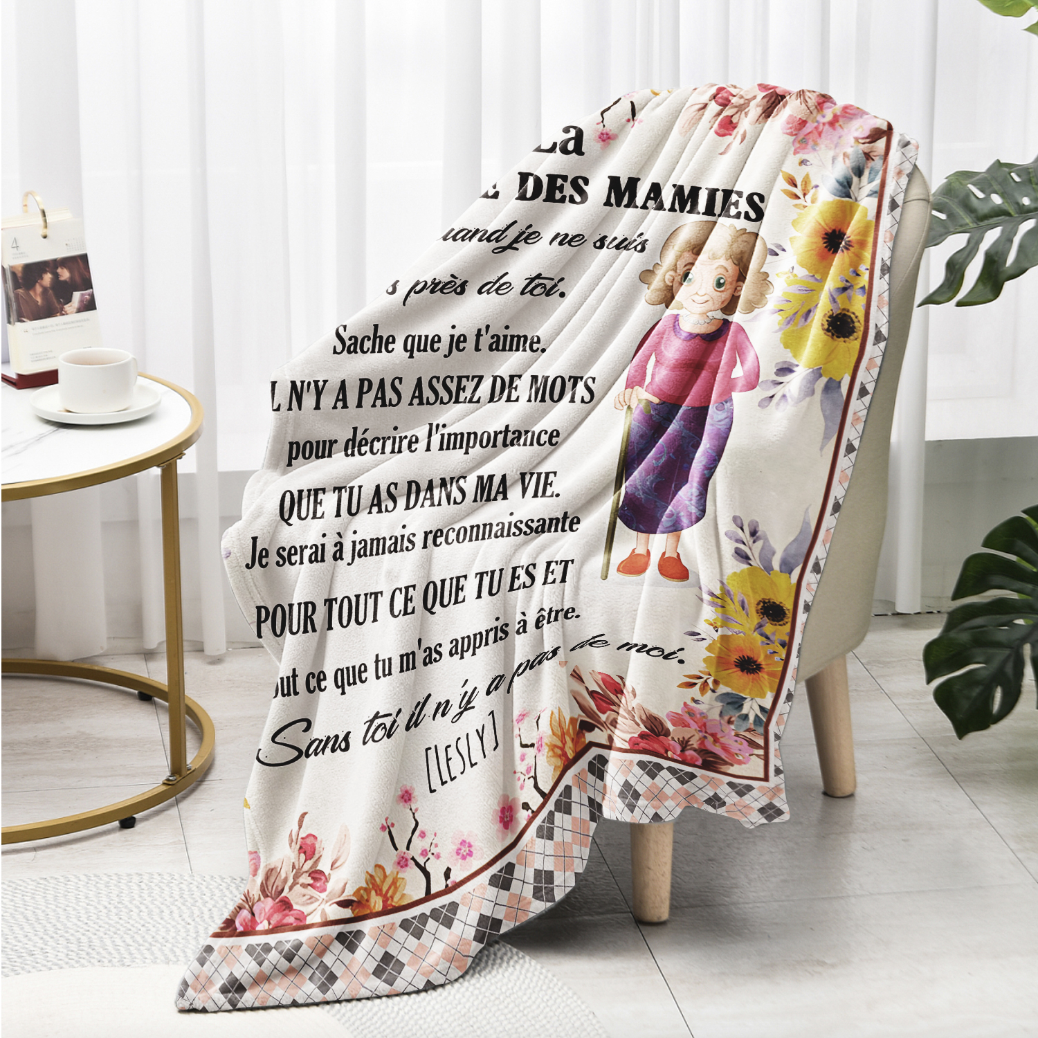 À ma Mamie - Couverture Plaids Polaire 1 Prénom Personnalisé