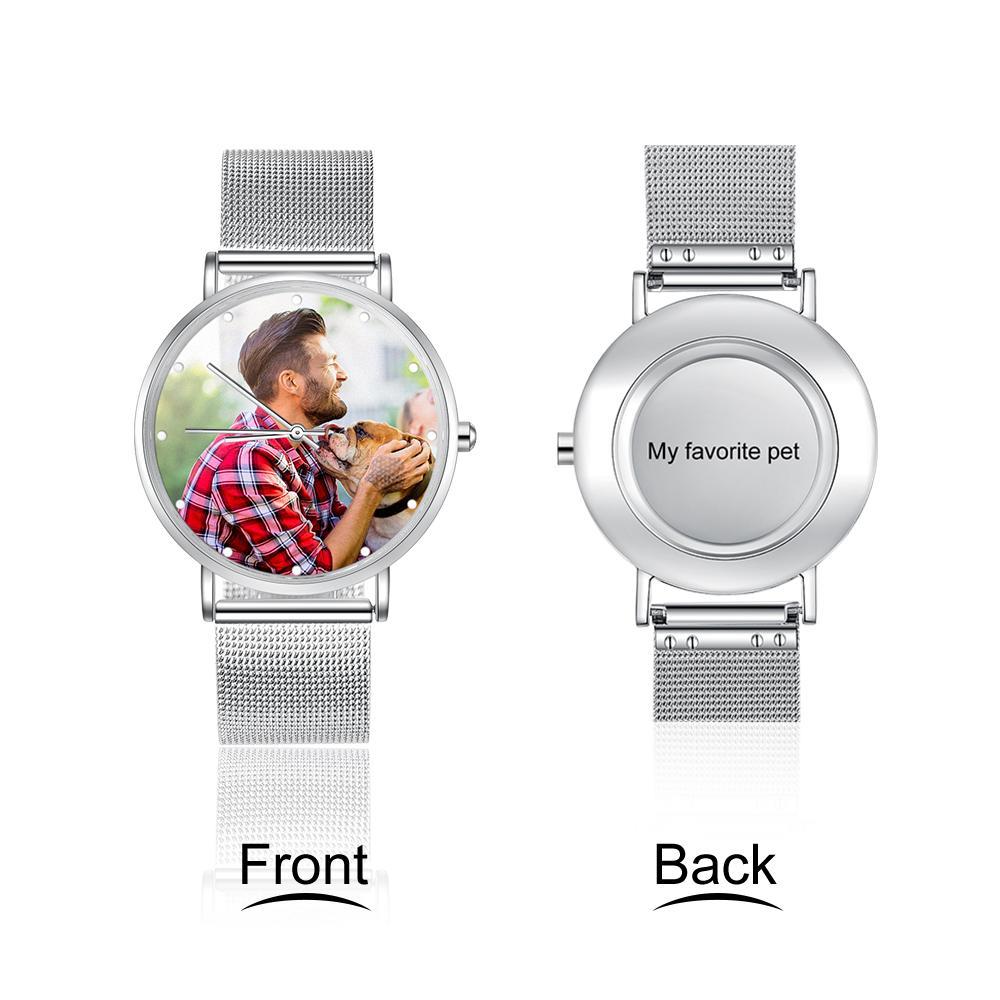 Montre Personnalisée Photo avec Gravure du prénom ou Message Bracelet pour Homme