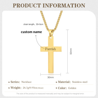 Collier Enfant Croix 1 Prénom Personnalisé Cadeau de Baptême