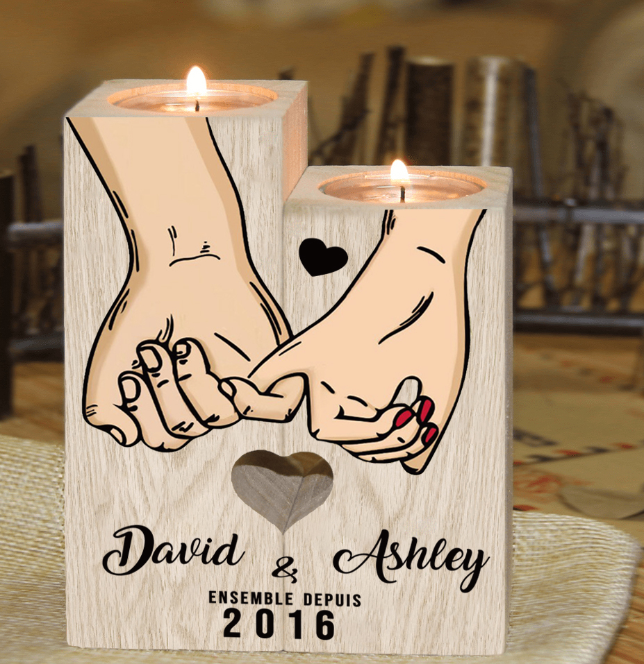 Bougeoirs en Bois promesse pinky sans bougie