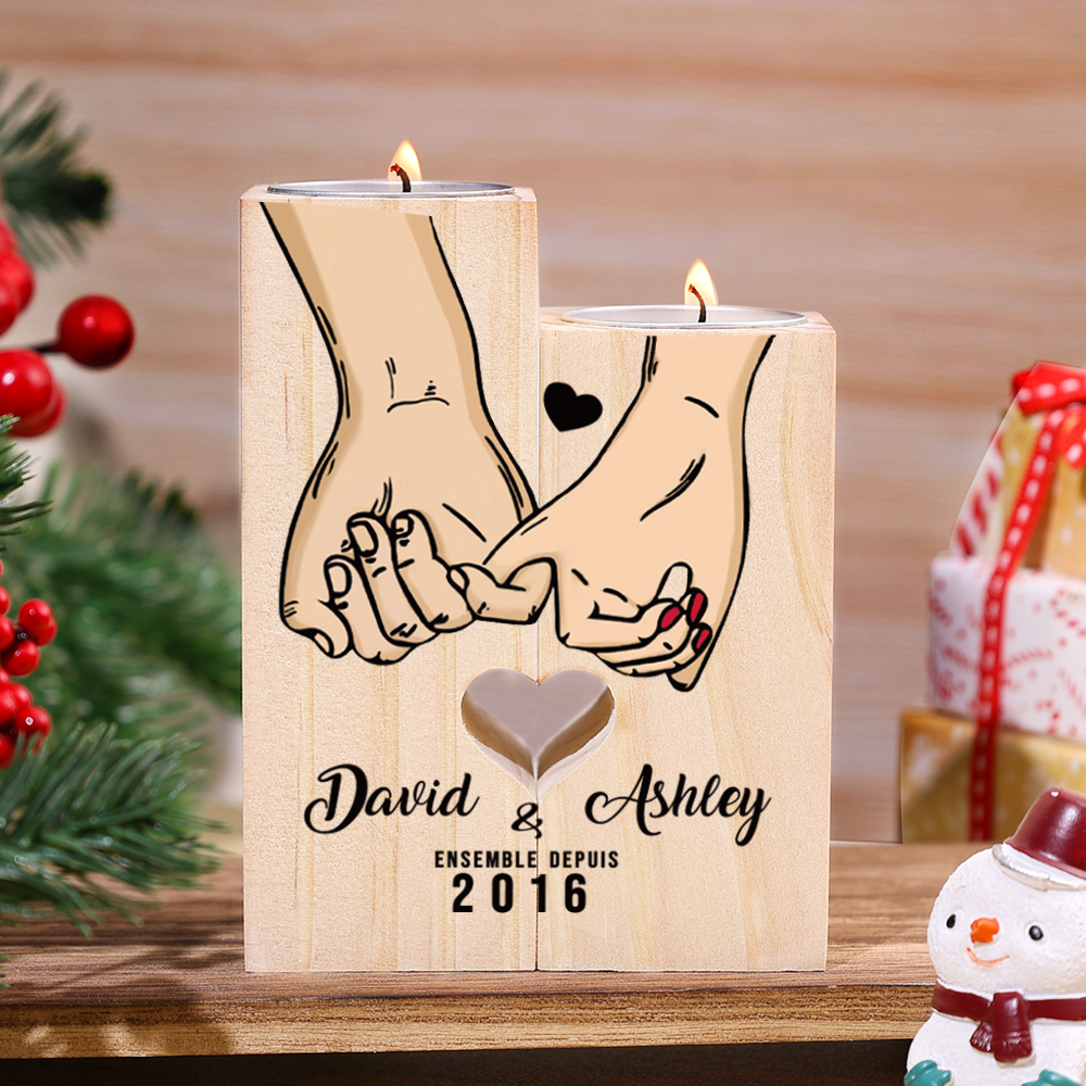 Bougeoirs en Bois promesse pinky sans bougie