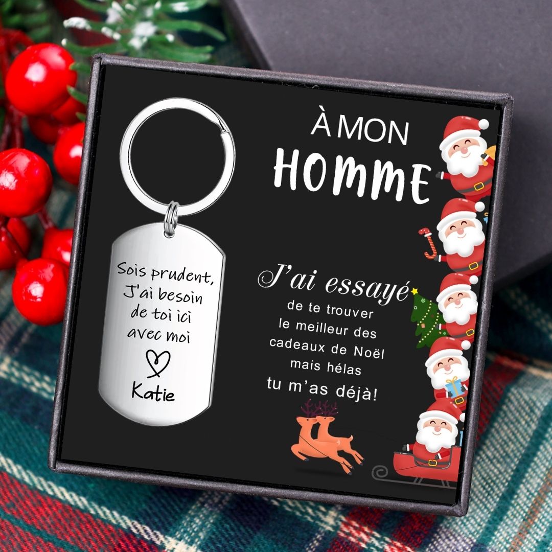 Jessemade FR À mon Homme - Porte-Clés Photo et Prénom Personnalisés Cadeau Noël