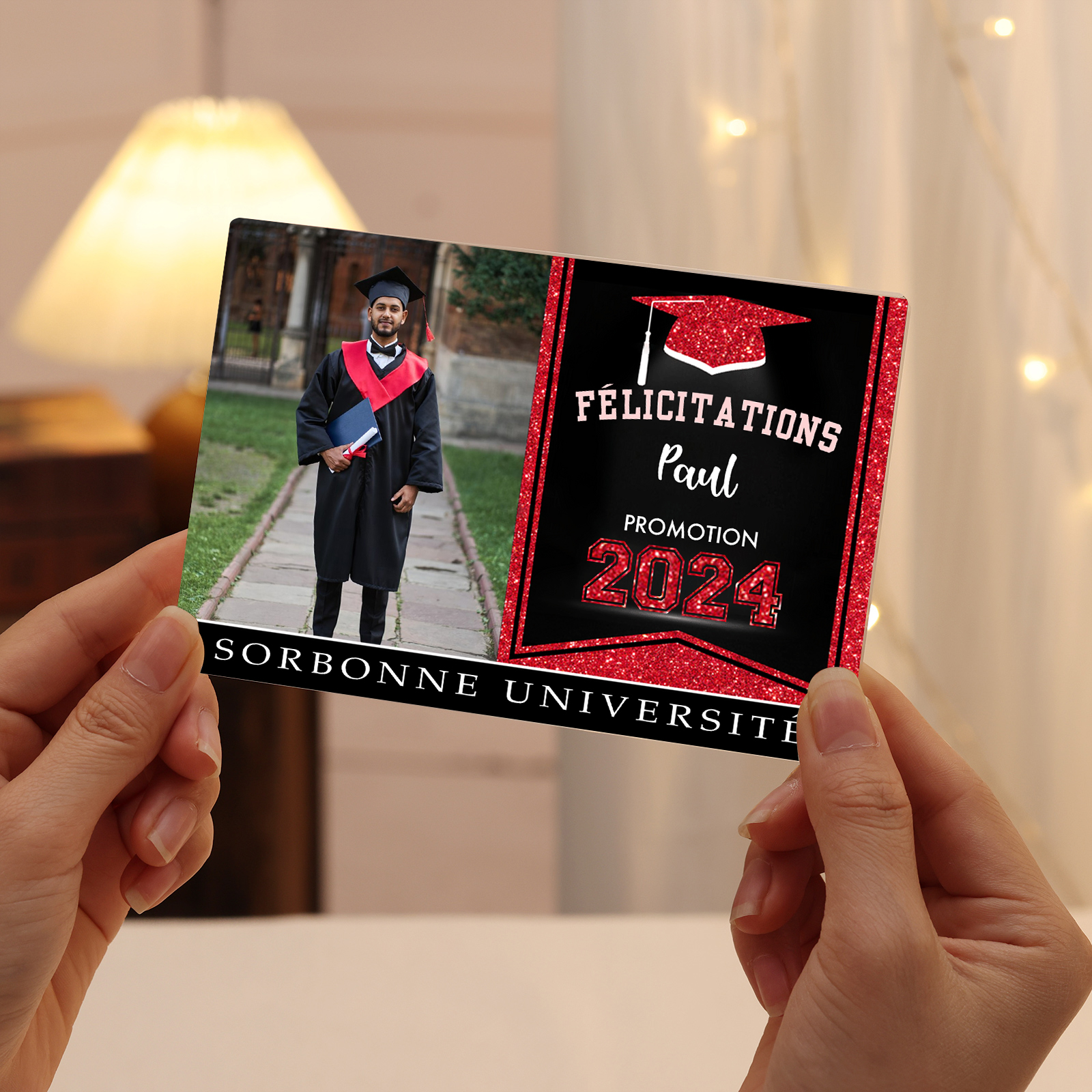 Plaque Acrylique Rectangle Diplômés Prénom et Photo Personnalisés avec Années et Texte Cadeau de Graduation