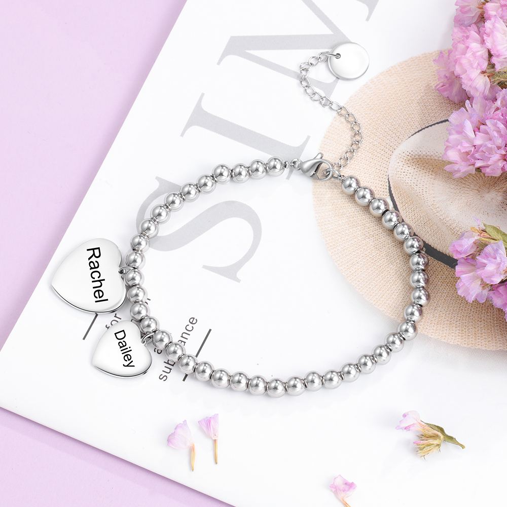 À Ma Marraine Bracelet Cheville Prénom Personnalisé 2 Coeurs Pour Femme | Jessemade