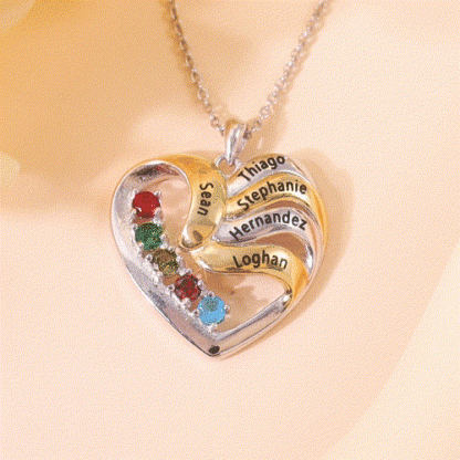 Collier Cœur 3 Prénoms Personnalisé avec 3 pierres de naissance | Jessemade