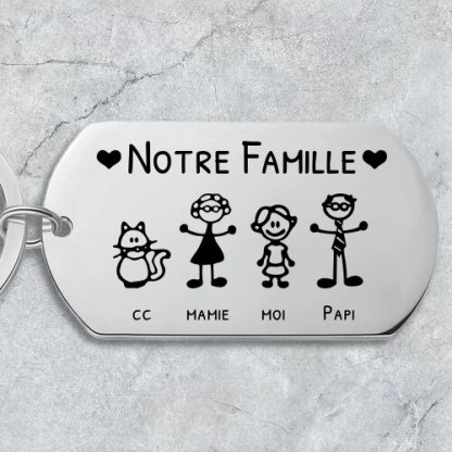 Porte-clés personnalisé avec 1 à 7 Prénoms – Personnages et Animaux – Cadeau pour la Famille | Jessemade